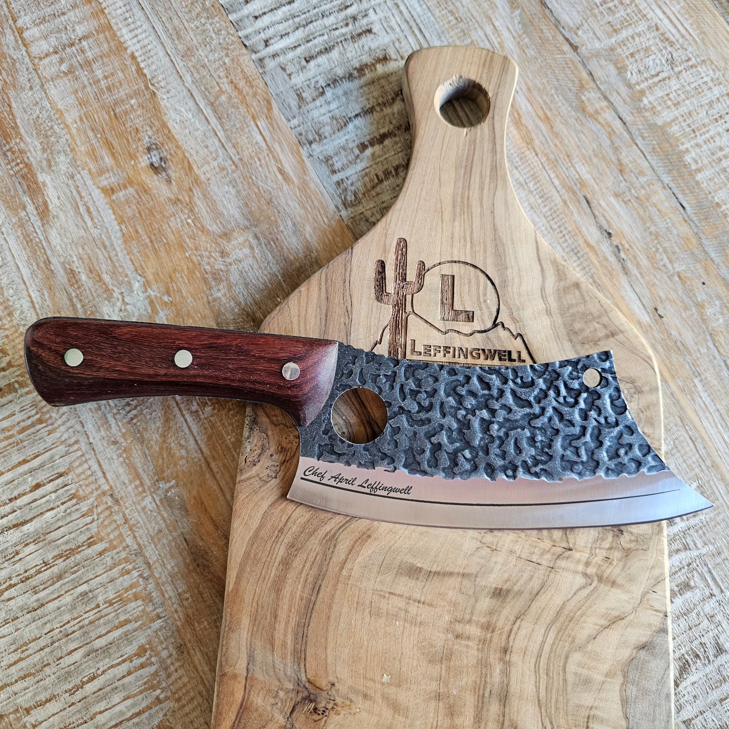 Hand-Forged Tribal Chef’s Cleaver – Personalized Engraved Knife