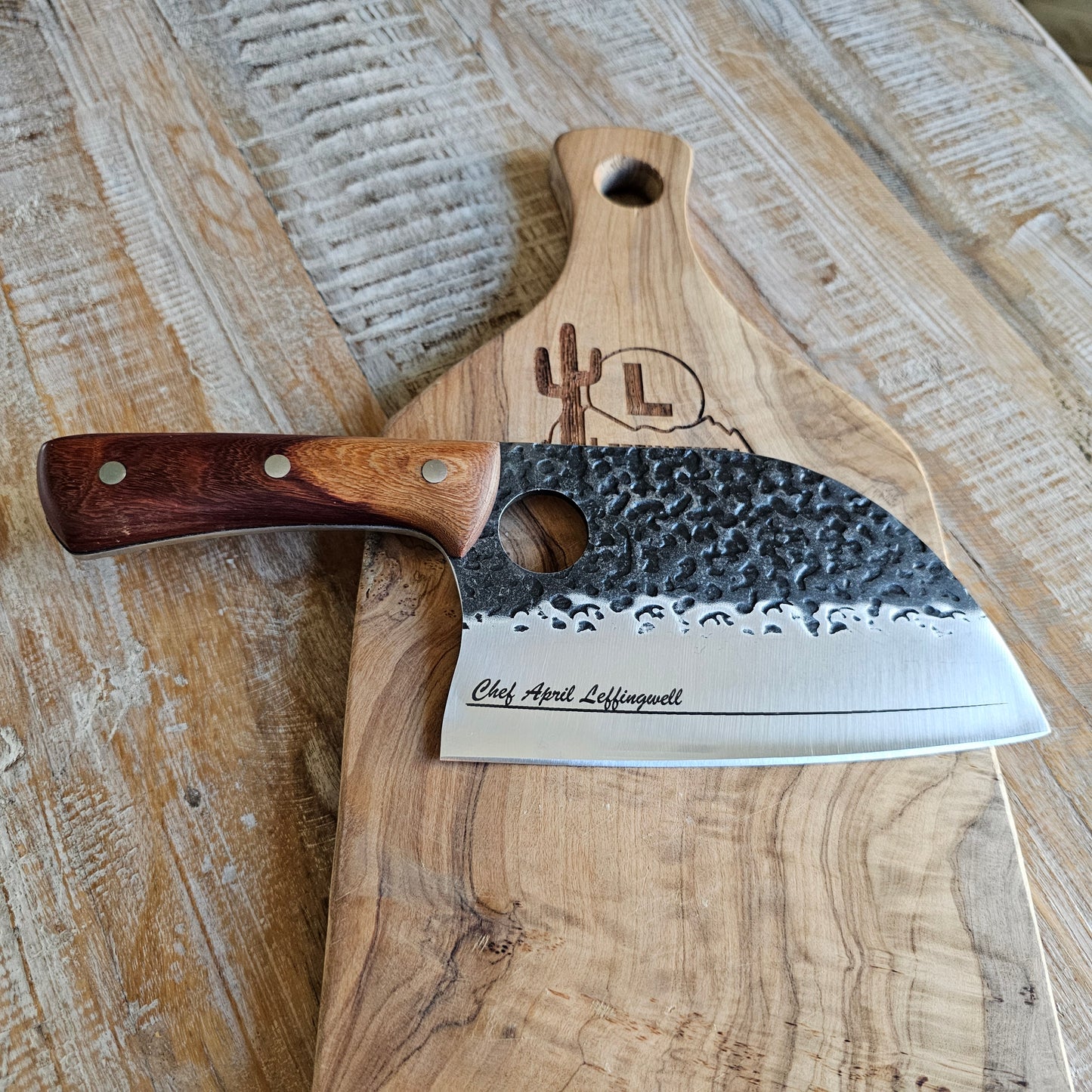 Hand-Forged Tribal Chef’s Butcher Knife – Personalized Laser Engraving