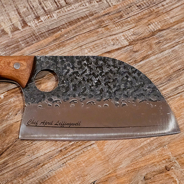 Hand-Forged Tribal Chef’s Butcher Knife – Personalized Laser Engraving