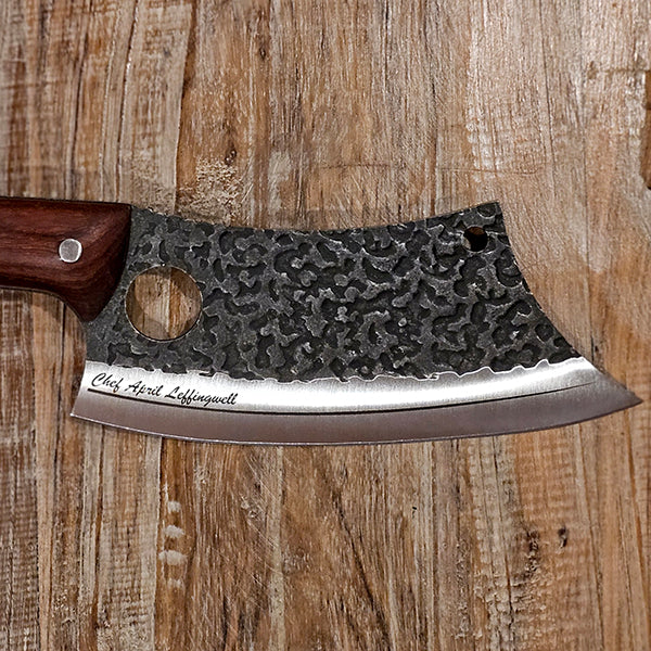 Hand-Forged Tribal Chef’s Cleaver – Personalized Engraved Knife