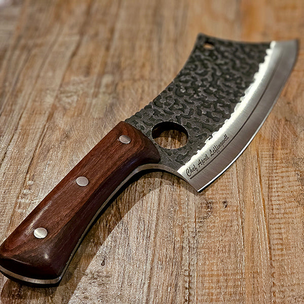 Hand-Forged Tribal Chef’s Cleaver – Personalized Engraved Knife
