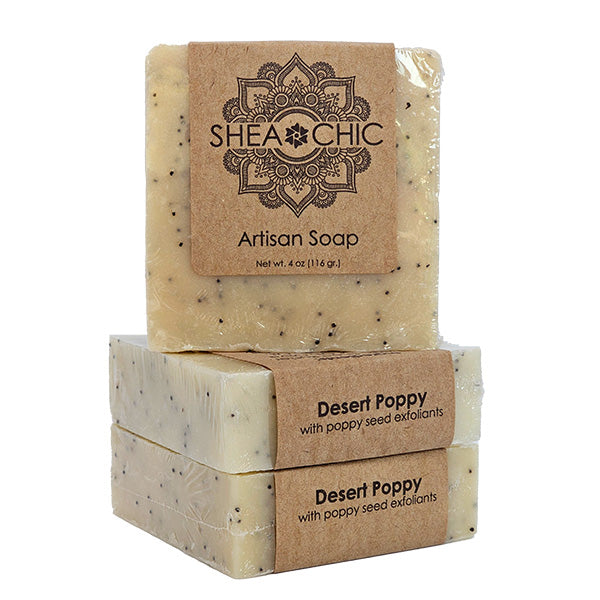 Desert Poppy Shea Butter Soap – Exfoliating Face & Body Bar | SHEA CHIC