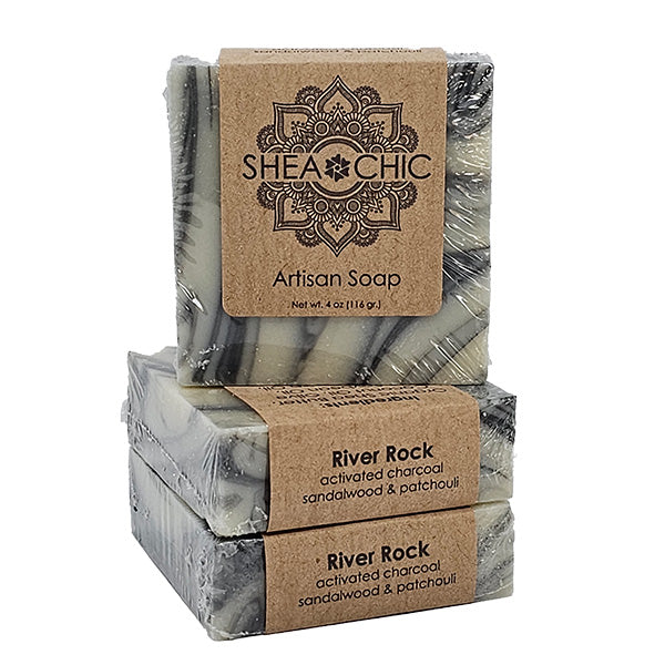 River Rock Shea Butter Soap – Detox Bar with Activated Charcoal | SHEA CHIC
