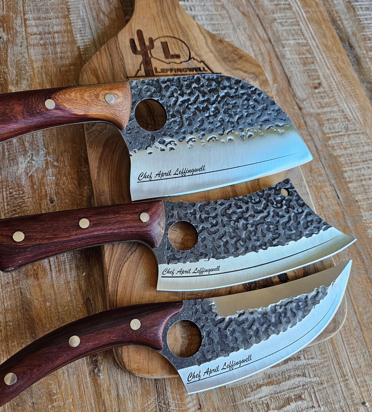hand-forged engraved chefs knives