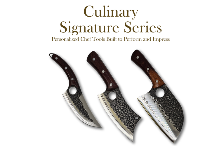 hand-forged engraved chefs knives