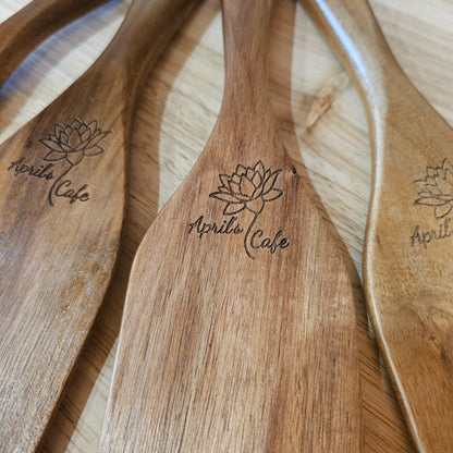 Four Personalized High Quality Wood Chef's Spatulas for Clean Cooking