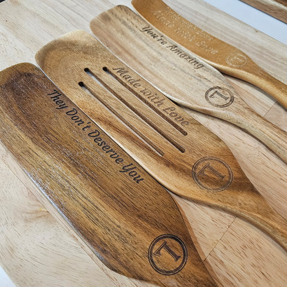 Four Personalized High Quality Wood Chef's Spatulas for Clean Cooking