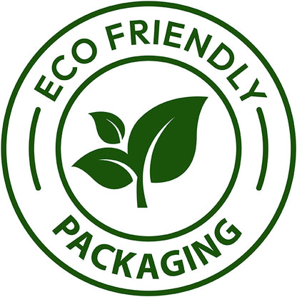 Green 'Eco Friendly Packaging' logo with leaves on a white background