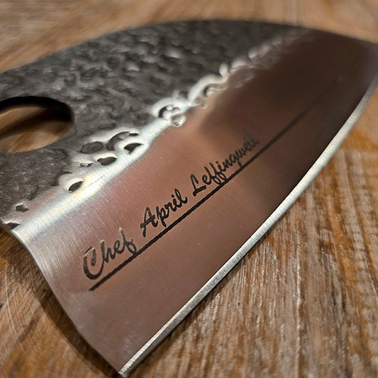 Hand-Forged Tribal Chef’s Butcher Knife – Personalized Laser Engraving