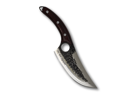 Engraved Carving Knife with a wooden handle on a white background