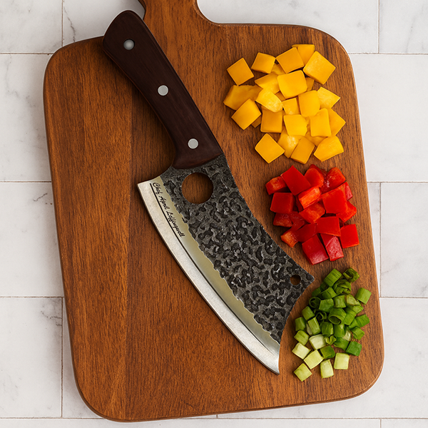 Hand-Forged Tribal Chef’s Cleaver – Personalized Engraved Knife